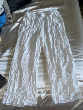 Old Navy White Elastic-Waist Drawstring Pants